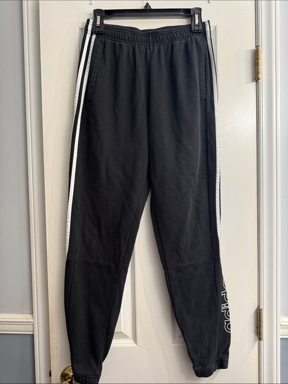 adidas Black Sweatpants with White Side Stripes M